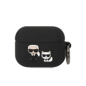 Karl Lagerfeld Embossed Logo Karl + Choupette Collection Θήκη προστασίας από σιλικόνη για Apple Airpods 3 (Μαύρο - KLACA3SILKCK)