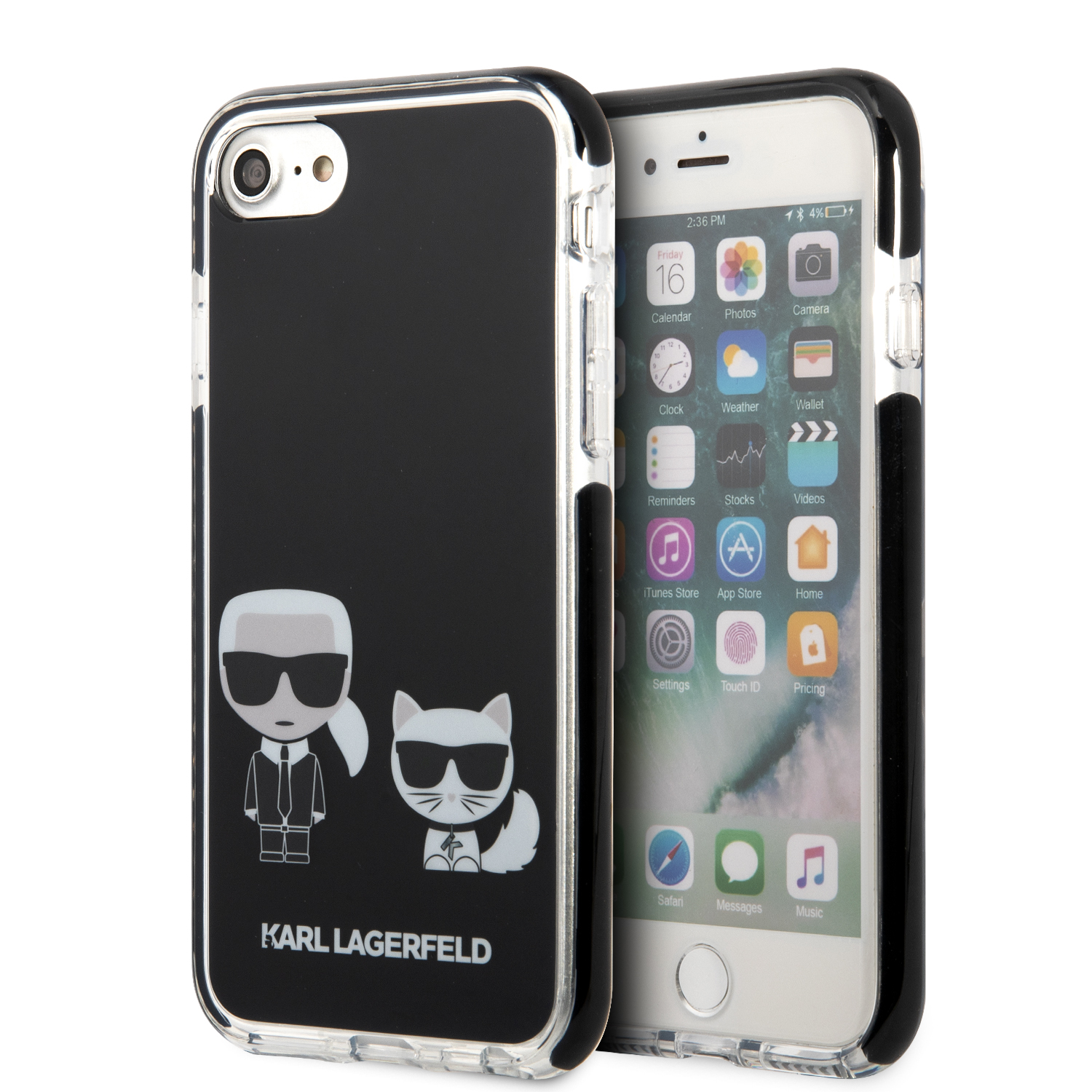 Karl Lagerfeld Ikonik Case “Karl & Choupette” Θήκη προστασίας από σκληρό πλαστικό – iPhone 7/8/SE (Μαύρο – KLHCI8TPEKCK)