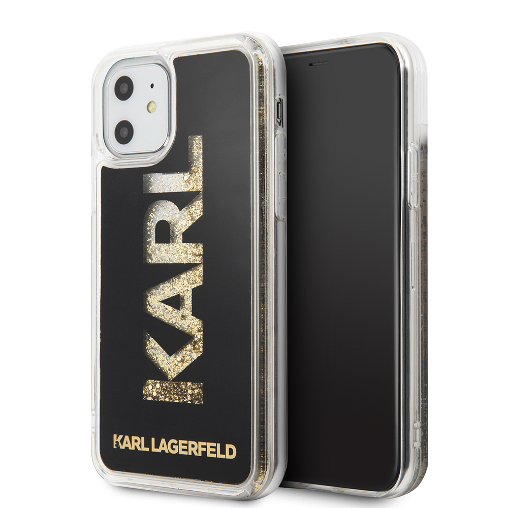 Karl Lagerfeld "Karl Logo Glitter Cover" Hard Case Θήκη προστασίας από σιλικόνη – iPhone 11 (Clear Glitter / Black / Gold)
