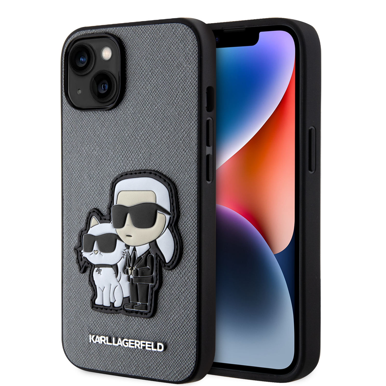Karl Lagerfeld Ikonik Patch Saffiano Hard Case Θήκη προστασίας από δερματίνη – iPhone 14 (ασημί – KLHCP14SSANKCPG)