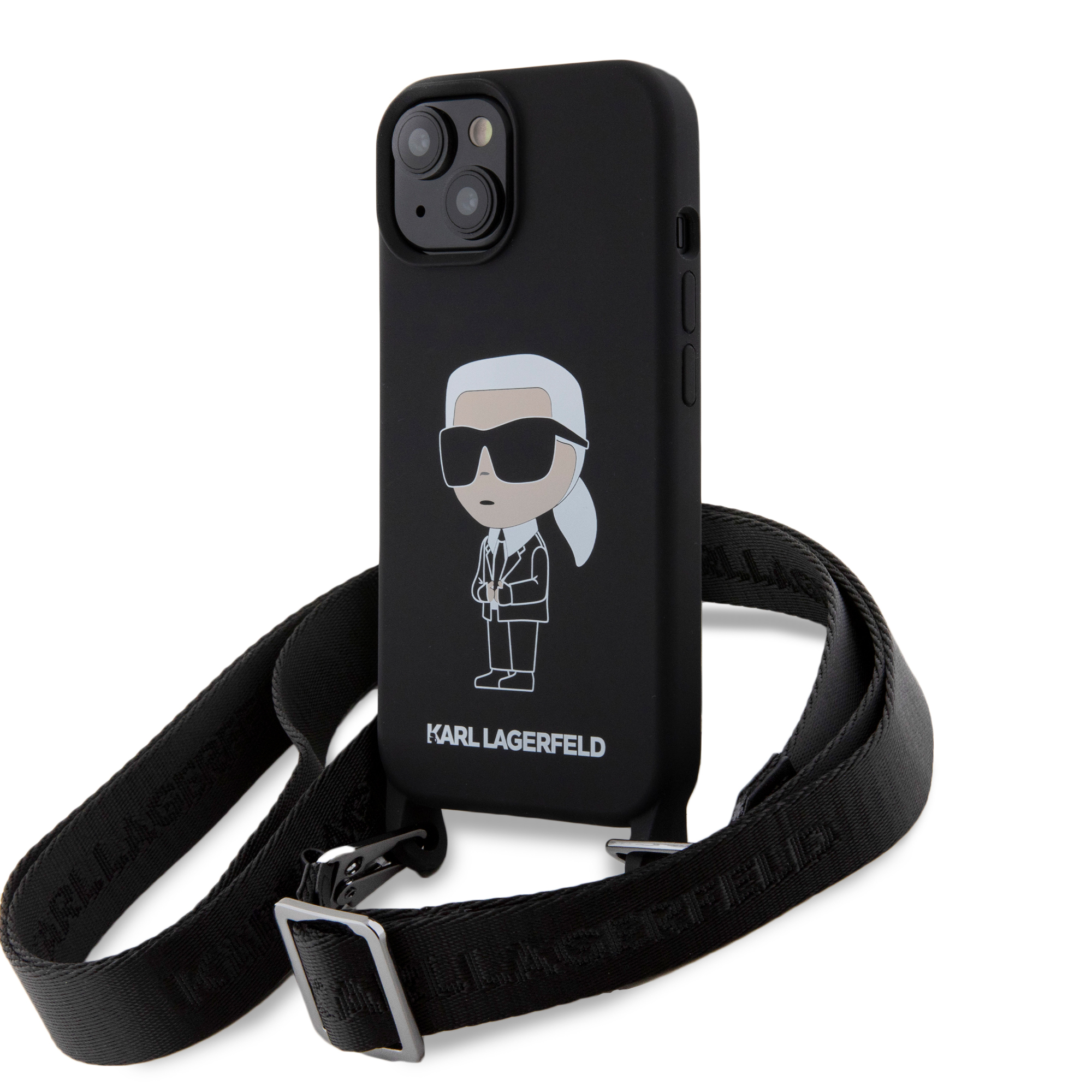 Karl Lagerfeld Crossbody Ikonik Hard Case Θήκη προστασίας από σιλικόνη – iPhone 15 (Black – KLHCP15SSCBSKNK)