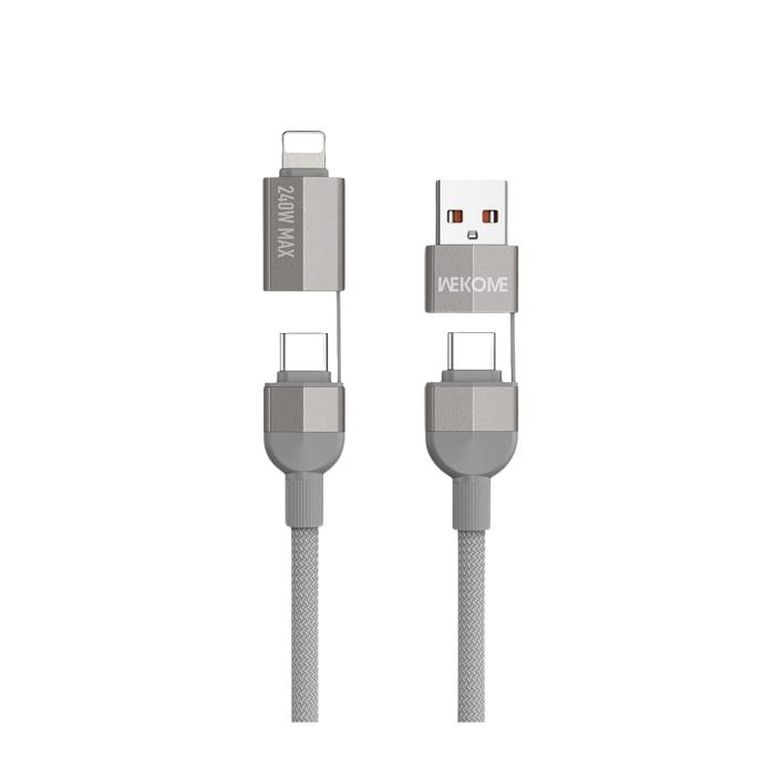 Charging Cable 4 in 1 WK 240W USB/TYPE-C to i6/TYPE-C Grey 1m WDC-48