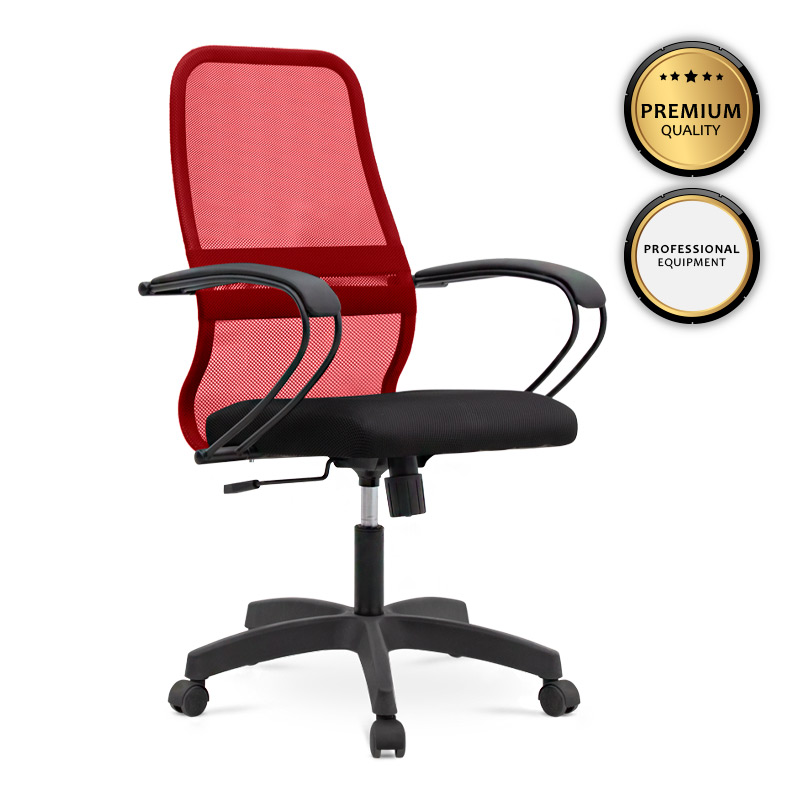 Καρέκλα γραφείου Moonlight Megapap με ύφασμα Mesh χρώμα κόκκινο - μαύρο 66
