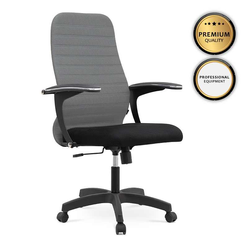 Καρέκλα γραφείου Melani Megapap με διπλό ύφασμα Mesh χρώμα γκρι - μαύρο 66