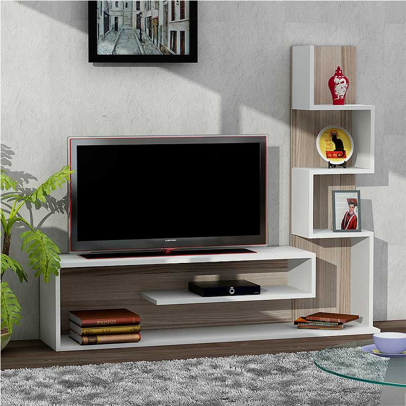 Έπιπλο τηλεόρασης Meteni Megapap από μελαμίνη χρώμα λευκό - cordoba 149