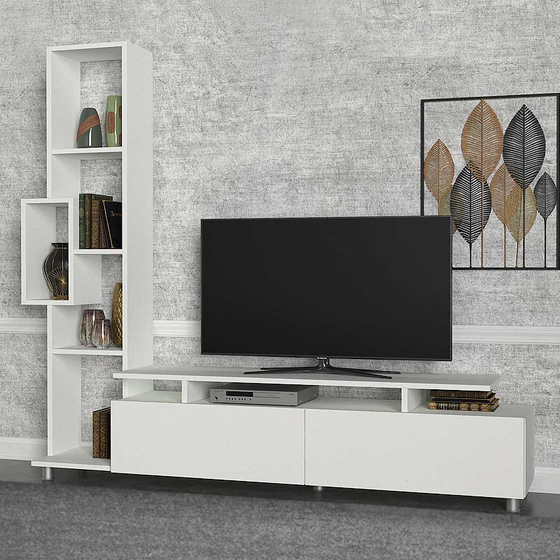 Σύνθεση τηλεόρασης Tulip Megapap από μελαμίνη χρώμα λευκό 160x29