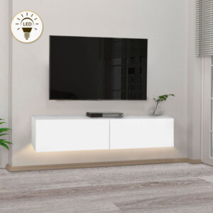 Έπιπλο τηλεόρασης επιτοίχιο Aristo Megapap από μελαμίνη με LED χρώμα λευκό 135x31