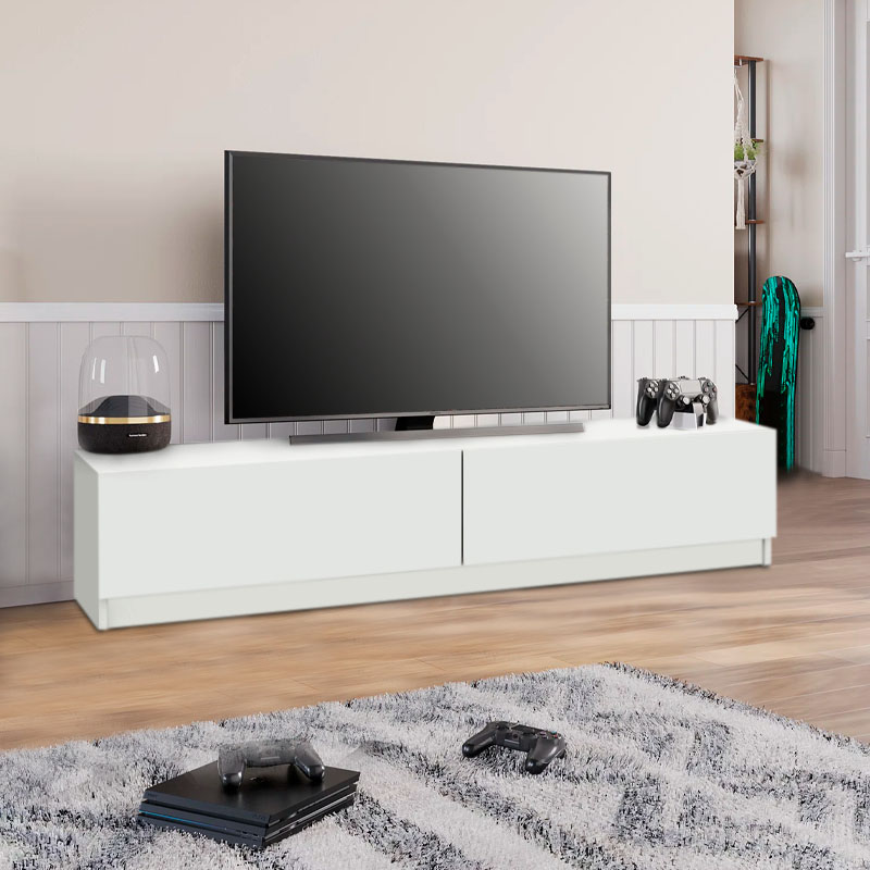 Έπιπλο τηλεόρασης Ahenk Megapap από μελαμίνη χρώμα λευκό 160x31
