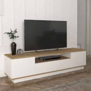 Έπιπλο τηλεόρασης Fedya Megapap από μελαμίνη χρώμα λευκό - sapphire oak 180x45x44