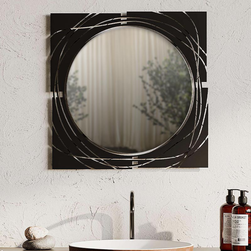 Καθρέπτης τοίχου Hulla Megapap από μέταλλο χρώμα μαύρο 55