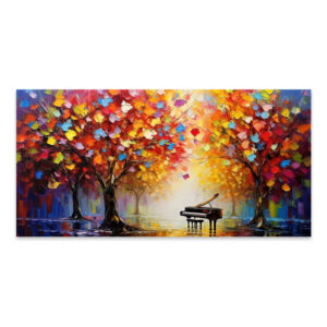 Πίνακας σε καμβά "Piano in Colorful Forest" Megapap ψηφιακής εκτύπωσης 120x60x3εκ.