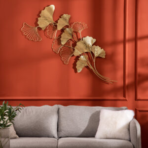 Golden Ginkgo Leaves Wall Art 138x70cm