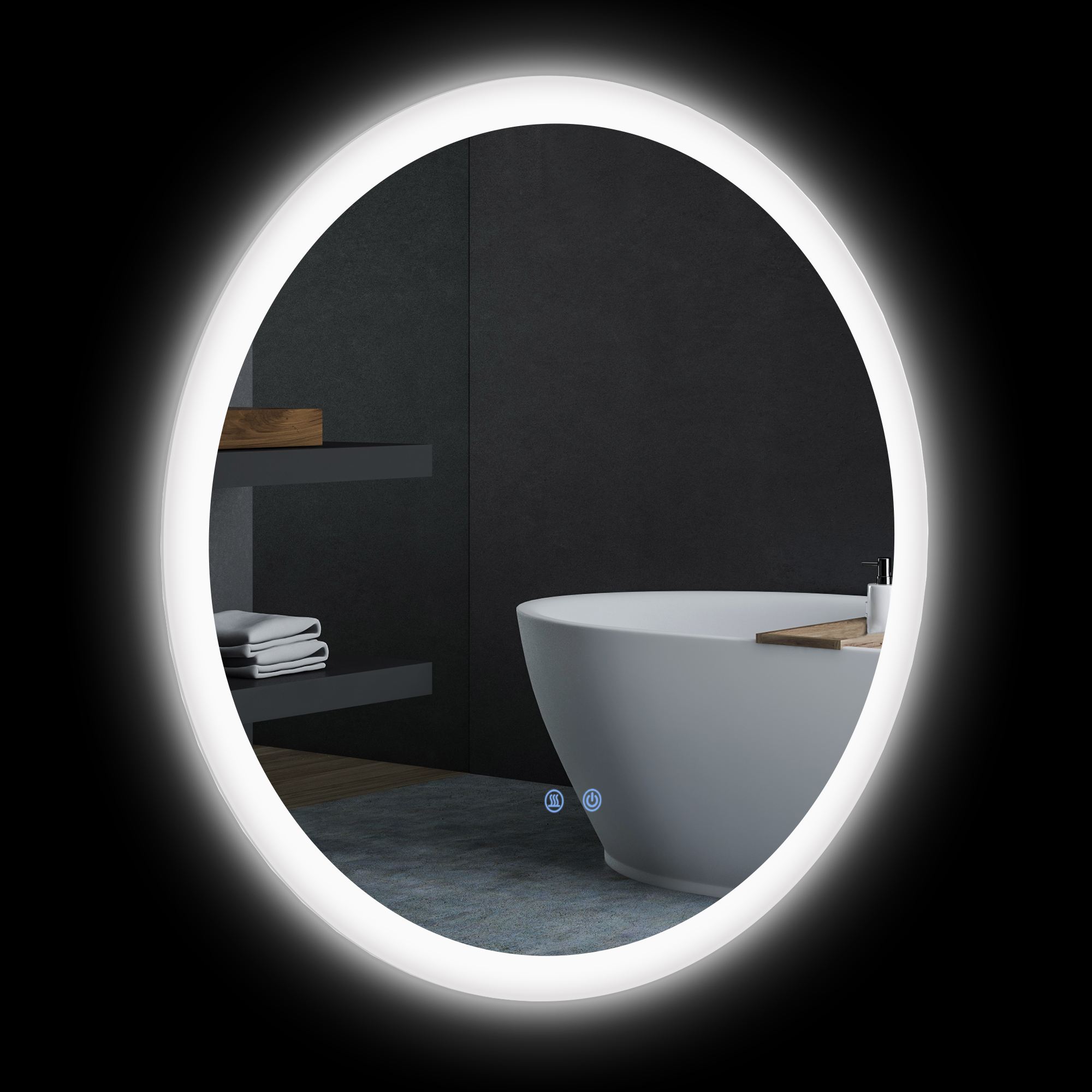 Καθρέφτης μπάνιου kleankin LED Αντιθαμβωτική με 3 χρώματα και ρυθμιζόμενη φωτεινότητα
