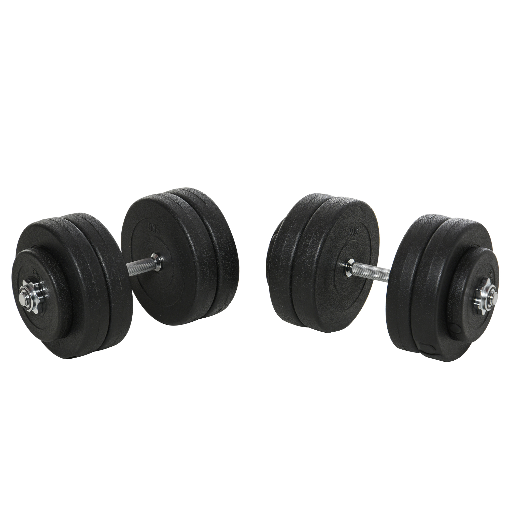 HOMCOM Set Dumbbells Gym 50kg Ρυθμιζόμενο κιτ Βαρών Bodybuilding με 12 Λαστιχένια Δίσκους Μαύρο