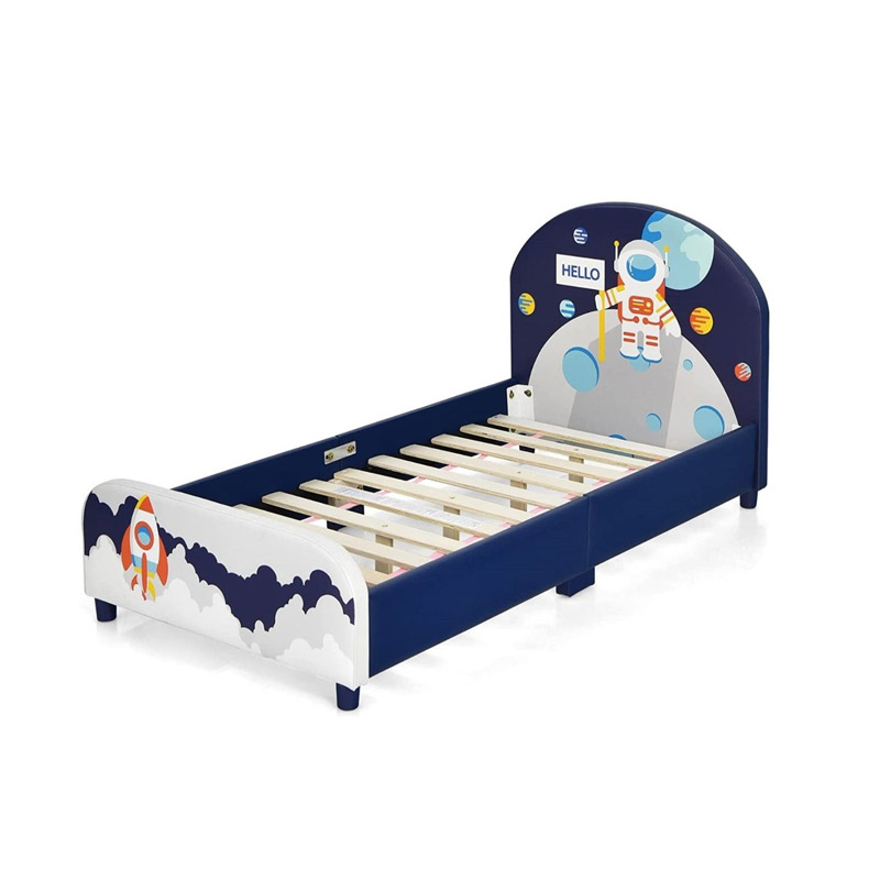 Ξύλινο Χαμηλό Μονό Παιδικό Κρεβάτι 151 x 76 x 70 cm για Στρώμα 140 x 70 x 15-20 cm Astronaut Costway HY10028