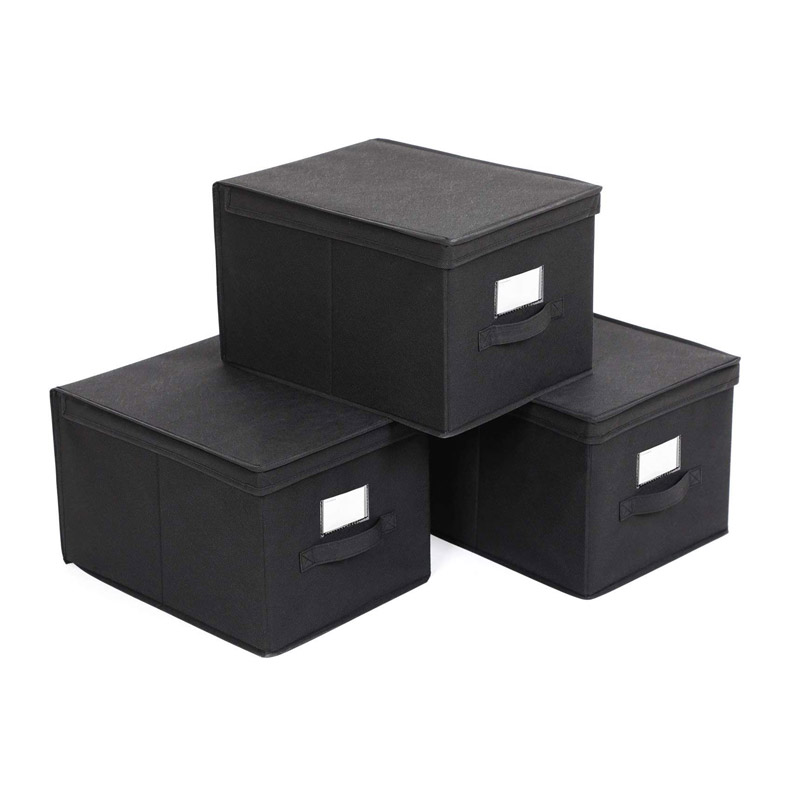 Σετ Πτυσσόμενα Υφασμάτινα Κουτιά Αποθήκευσης 30 x 40 x 25 cm 3 τμχ Χρώματος Μαύρο Songmics RFB03H