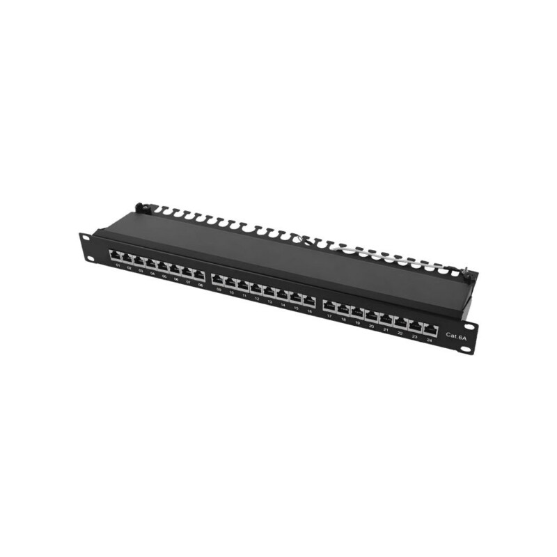 Patch Panel CAT6A 24 Θέσεων 1U Power On PP-C6A-F24 FTP με Βάση Στήριξης Patch Panel CAT6A 24 Θέσεων 1U Power On PP-C6A-F24 FTP με Βάση Στήριξης