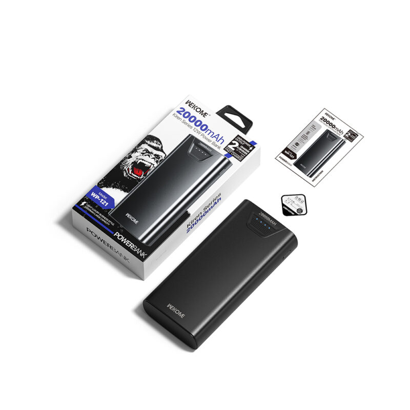 Power Bank 20000mAh 12W WK WP-121 2 Θέσεων Μαύρο