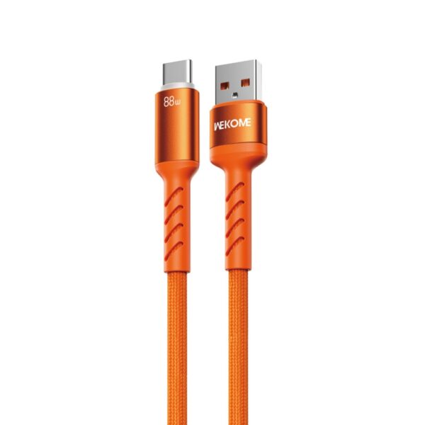 Καλώδιο Φόρτισης με LED WK WDC-C13a USB σε USB-C PD 88W 1.2m Πορτοκαλί
