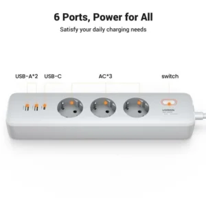 Πολύπριζο Ασφαλείας UGREEN CD286 25357 6 Θέσεων GaN PD 30W 2m - Image 2