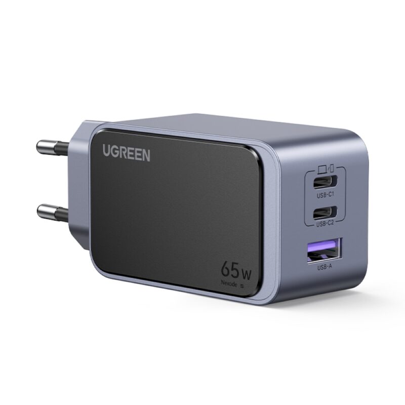 Φορτιστής Σπιτιού GaN PD 65W UGREEN  X553 35042 3 Θέσεων Γκρί