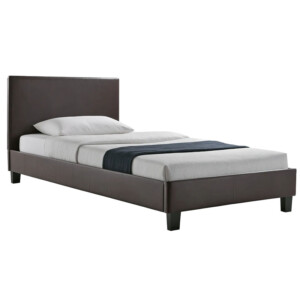 Κρεβάτι Nevil pakoworld μονό 100x200 PU σκούρο καφέ ματ-006-000013