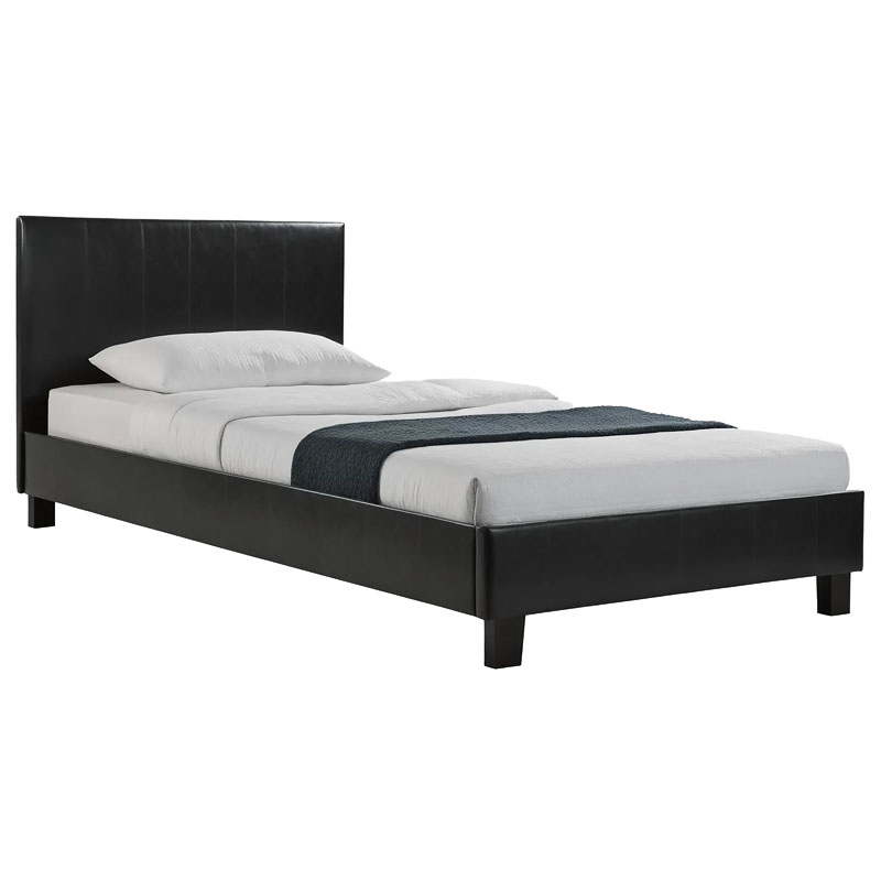 Κρεβάτι Nevil pakoworld 100x200 PU χρώμα μαύρο ματ-006-000014