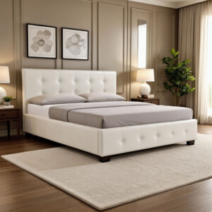 Κρεβάτι Roi pakoworld 160x200 PU λευκό ματ + αποθηκευτικό χώρο-006-000016