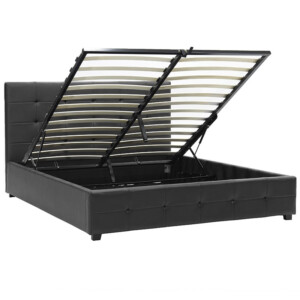 Κρεβάτι Roi pakoworld 160x200 PU μαύρο ματ + αποθηκευτικό χώρο-006-000017