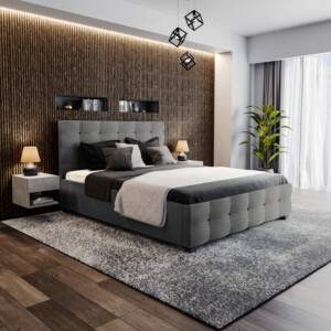 Κρεβάτι Roi pakoworld 160x200 ύφασμα ανθρακί + αποθηκευτικό χώρο-006-000018