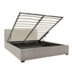 Κρεβάτι Norse pakoworld διπλό ύφασμα εκρού με αποθηκευτικό χώρο 160x200εκ-006-000029