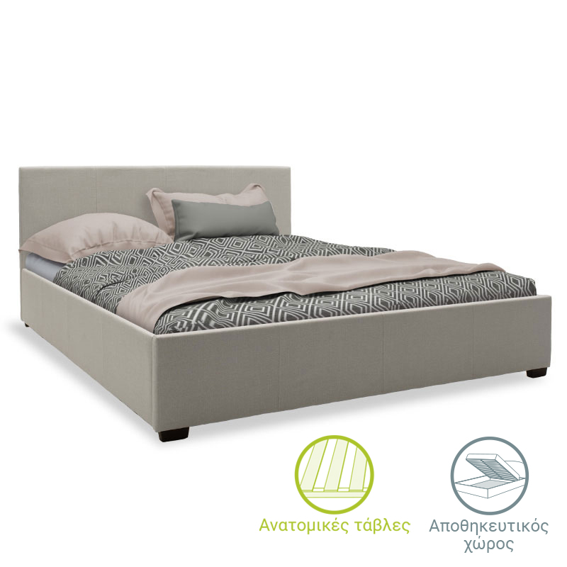 Κρεβάτι Norse pakoworld ύφασμα γκρι με αποθηκευτικό χώρο 160x200εκ-006-000030