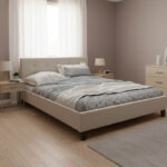 Κρεβάτι Mago pakoworld ύφασμα εκρού 150x200εκ-006-000037