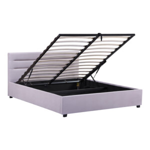 Κρεβάτι Molito pakoworld βελούδο σε γκρι απόχρωση με αποθηκευτικό χώρο160x200εκ-006-000050