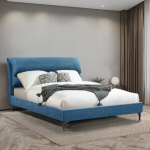 Κρεβάτι Aryna pakoworld ύφασμα σε πετρόλ απόχρωση 160x200εκ-006-000052