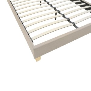 Κρεβάτι Mago pakoworld ύφασμα σε εκρού απόχρωση με φυσικό ξύλινο πόδι 160x200εκ-006-000055