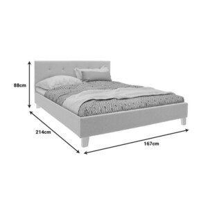 Κρεβάτι Mago pakoworld ύφασμα σε εκρού απόχρωση με φυσικό ξύλινο πόδι 160x200εκ-006-000055