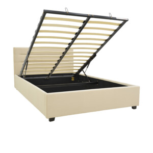 Κρεβάτι Molito pakoworld βελούδο σε εκρού απόχρωση με αποθηκευτικό χώρο120x200εκ-006-000058