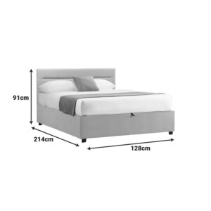 Κρεβάτι Molito pakoworld βελούδο σε εκρού απόχρωση με αποθηκευτικό χώρο120x200εκ-006-000058