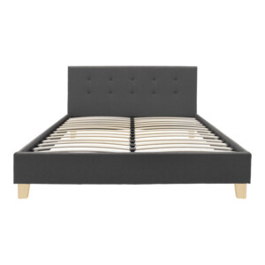 Κρεβάτι Mago pakoworld ύφασμα σε ανθρακί απόχρωση με ξύλινο πόδι 160x200εκ-006-000062