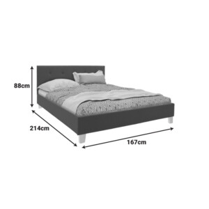 Κρεβάτι Mago pakoworld ύφασμα σε ανθρακί απόχρωση με ξύλινο πόδι 160x200εκ-006-000062