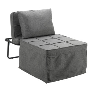 Σκαμπό-κρεβάτι Grejio pakoworld ύφασμα σε γκρι απόχρωση κα πόδι μαύρο μέταλλο 70x70x45εκ-024-000045