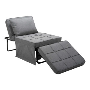 Σκαμπό-κρεβάτι Grejio pakoworld ύφασμα σε γκρι απόχρωση κα πόδι μαύρο μέταλλο 70x70x45εκ-024-000045