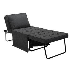 Σκαμπό-κρεβάτι Grejio pakoworld ύφασμα σε ανθρακί απόχρωση κα πόδι μαύρο μέταλλο 70x70x45εκ-024-000046