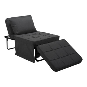 Σκαμπό-κρεβάτι Grejio pakoworld ύφασμα σε ανθρακί απόχρωση κα πόδι μαύρο μέταλλο 70x70x45εκ-024-000046