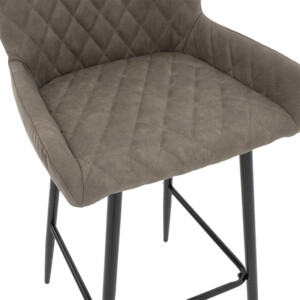 Σκαμπό bar Delicacy pakoworld μεταλλικό μαύρο-ύφασμα antique γκρι-καφέ antique-029-000175