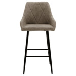 Σκαμπό bar Empower pakoworld μεταλλικό μαύρο-ύφασμα antique γκρι καφέ-029-000181