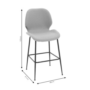 Σκαμπό bar Impel pakoworld μεταλλικό μαύρο-ύφασμα μπεζ-029-000188