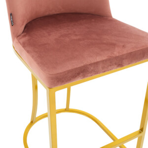 Σκαμπό bar μεσαίου ύψους Impartial I pakoworld μεταλλικό χρυσό-βελούδο σάπιο μήλο-029-000196