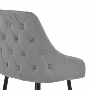 Σκαμπό bar Lithe pakoworld μεταλλικό μαύρο χρυσό-βελούδο γκρι 47x44x98εκ-029-000201